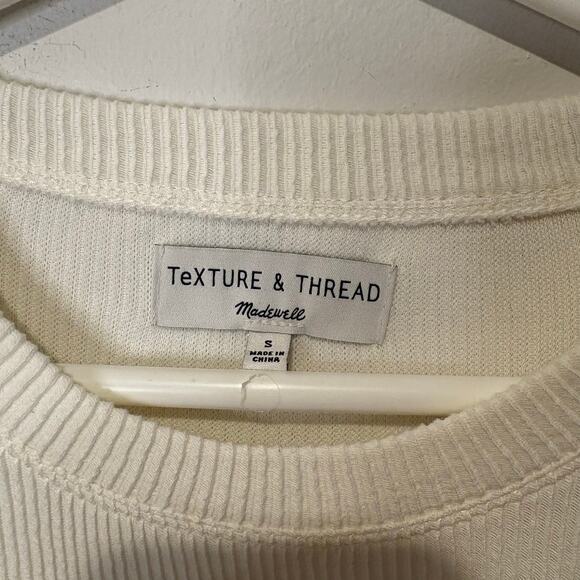 Madewell Texture & Thread Women's Long Sleeved Tie Front Ribbed Shirt Top Small - Picture 5 of 5